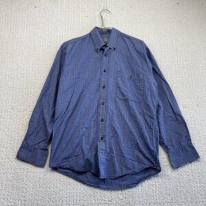 Alfani Button Up Dress Shirt Long Sleeve Men Sz M Purple Plaid Preppy Oxford